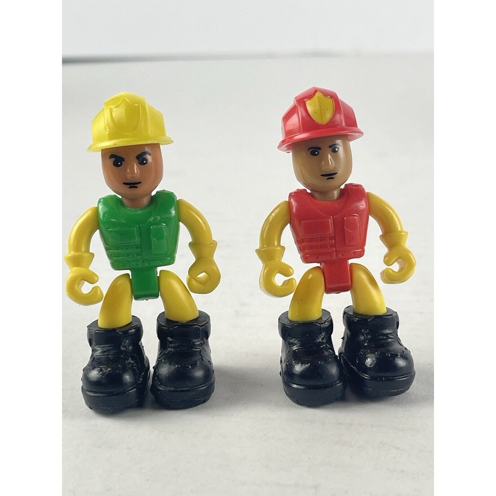 Lot Of (2) Nikko Toys Action Figures 2 1/2" Fireman Construction Worker